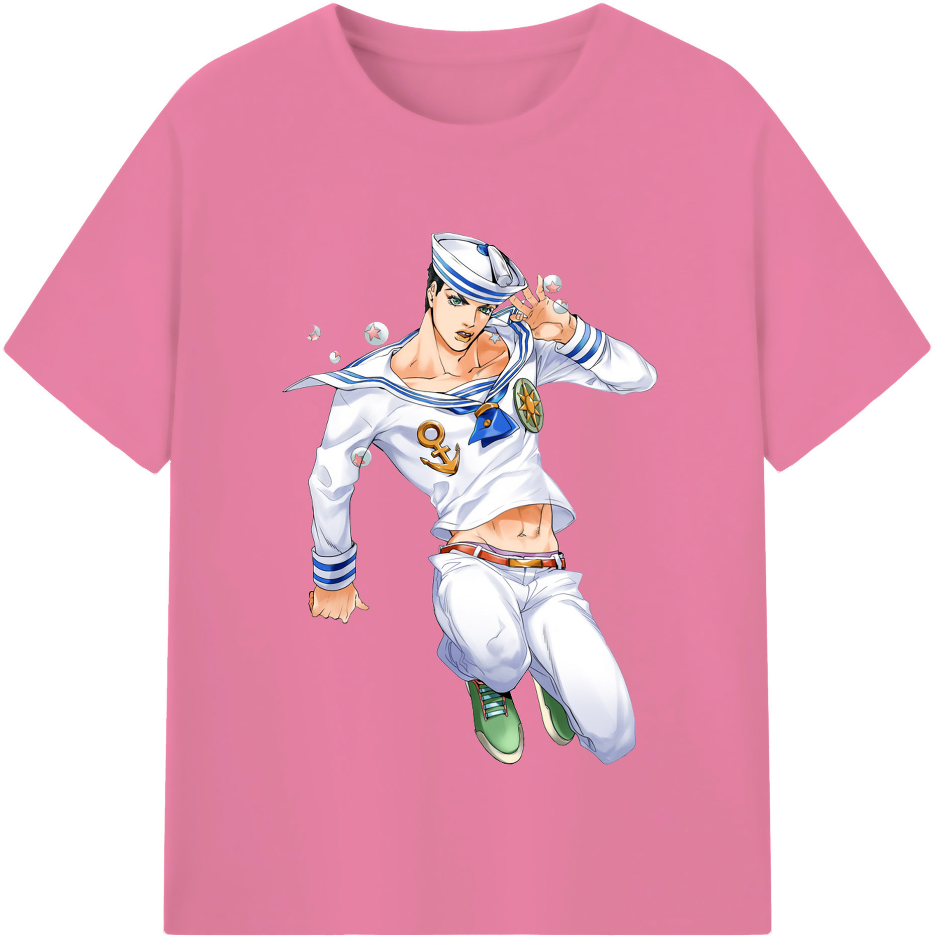 （画像用） ジョジョの奇妙な冒険 東方定助 JoJo's Bizarre Adventure Higashikata Josuke 綿100％半袖Tシャツ（フロントプリント）